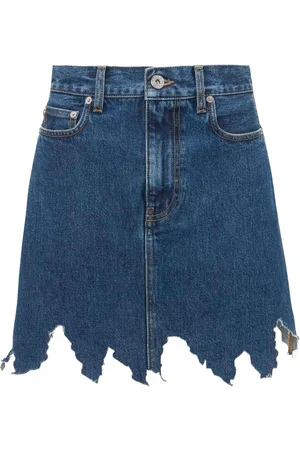 J.W.Anderson Lasercut frayed-hem denim skirt