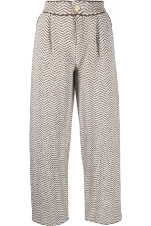 Barrie Chevron-knit pleated trousers