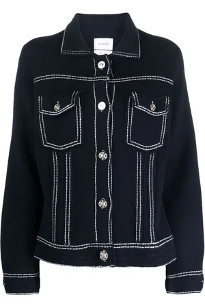 Barrie Contrast-stitching denim-effect jacket