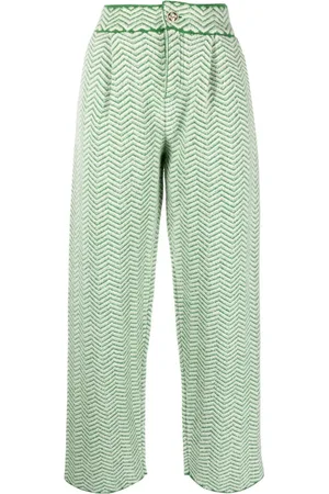 Barrie Chevron-knit pleated trousers
