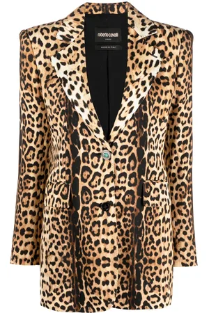 Roberto Cavalli Leopard-print single-breasted blazer