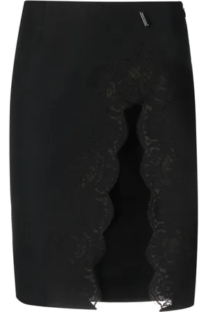 Dsquared2 Lace-detail virgin wool skirt