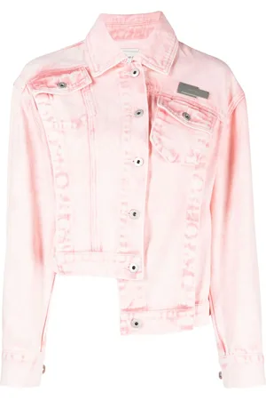 Feng Chen Wang Logo-plaque asymmetric denim jacket