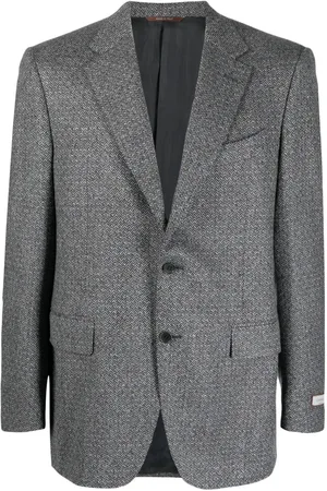 CANALI Single-breasted herringbone-pattern blazer