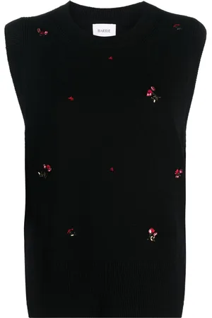 Barrie Floral-embroidery cashmere jumper