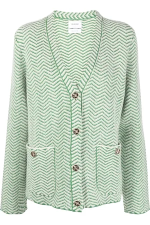 Barrie Chevron-knit V-neck cardigan