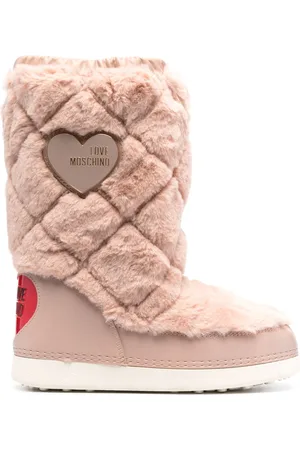 Moschino Logo-plaque faux-fur boots