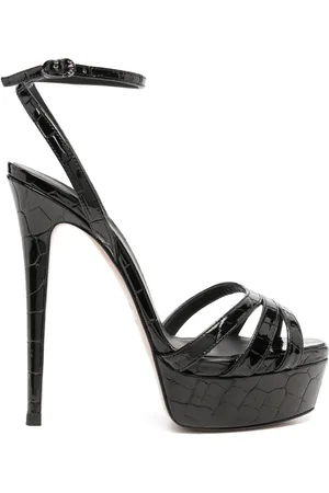 LE SILLA Lola 140mm embossed-crocodile sandals