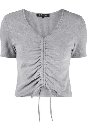 tout a coup Ribbed-knit drawstring cropped top