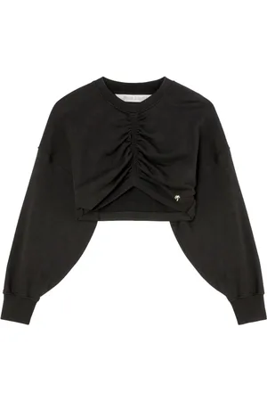 Palm Angels Ruched-detail cropped sweatshirt