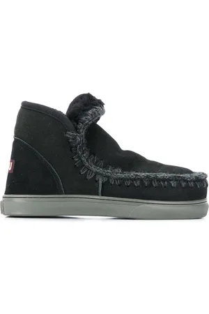 Mou Crochet stitch-trim sneaker boots