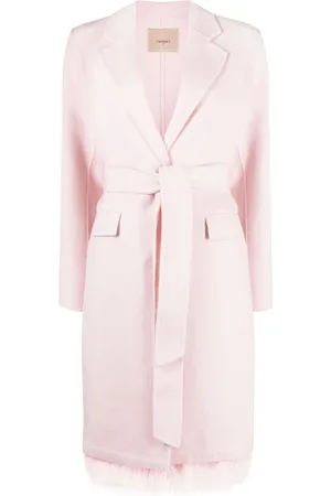 Twin-Set Feather-hem wool-blend coat