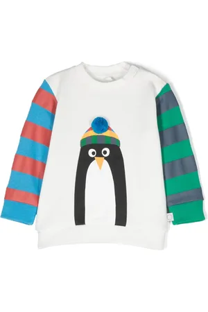 Stella McCartney Penguin-print striped cotton sweatshirt