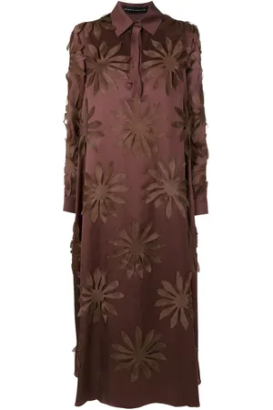 Gloria Coelho Flower appliqué silk dress