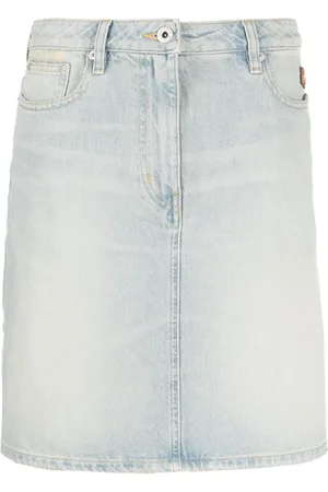 Kenzo Floral-embroidered denim skirt