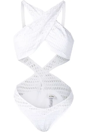 AMIR SLAMA Open-knit crossover-straps one-piece