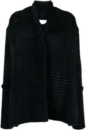 GENNY Faux-fur trim high-low cardigan