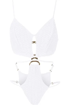 AMIR SLAMA Woven cut-out one-piece