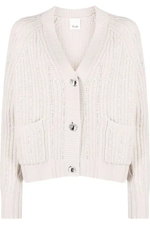 Allude Rhinestone-stripes wool-blend cardigan
