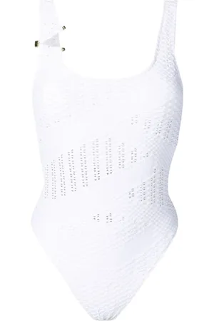 AMIR SLAMA Open-knit square-neck one-piece