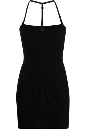 Courrèges Logo-patch ribbed-knit minidress