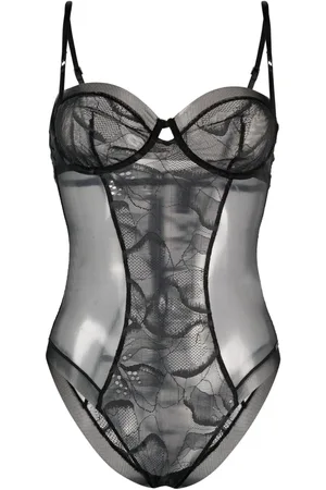 Calvin Klein Floral-lace semi-sheer bodysuit