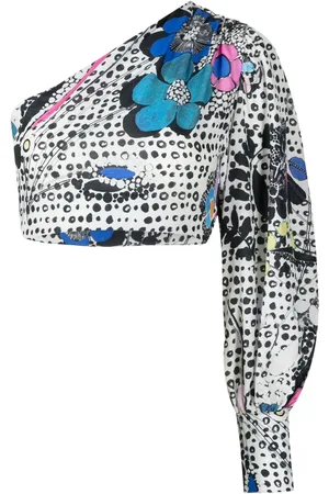 AMIR SLAMA Graphic-print one-shoulder top