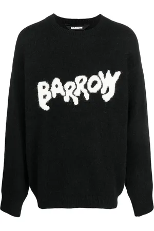 BARROW Intarsia-knit logo brushed jumper