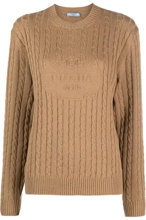 Prada Logo-intarsia cable-knit jumper