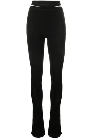 ANDREADAMO Cut-out ribbed-knit flared trousers