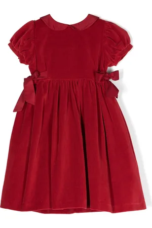 SIOLA Bow-detail velvet dress