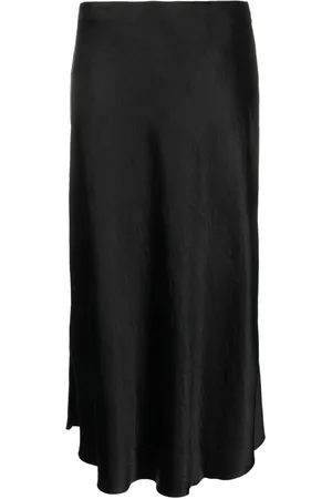 Vince Satin-finish draped midi skirt