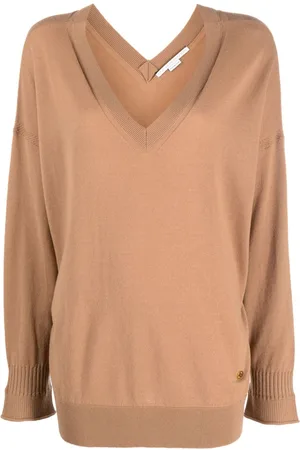 Stella McCartney Logo-plaque V-neck knitted jumper