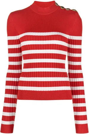 Balmain Striped roll-neck jumper