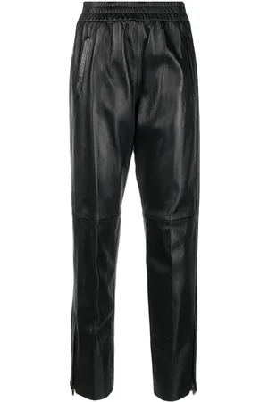 Golden Goose Leather elastic-waist cropped trousers