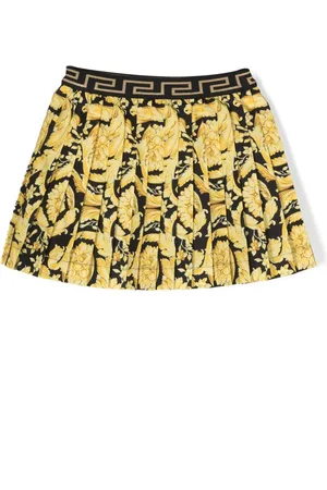 VERSACE Gonna baroque-print pleated skirt