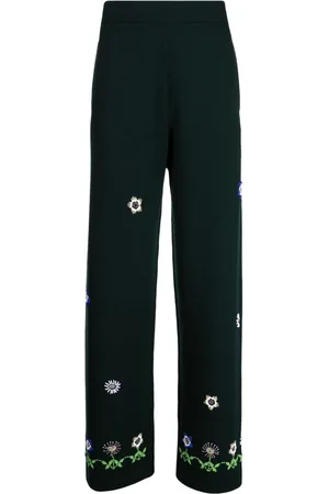 BODE Floral-embroidered wool trousers