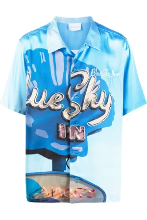 BLUE SKY INN Logo-embroidered graphic-print shirt