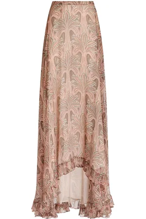 Etro Palm tree-print silk maxi skirt
