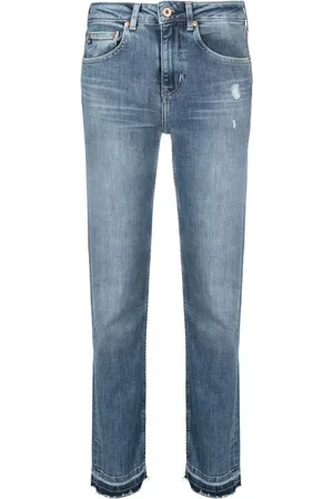 AG Jeans Girlfriend distressed tapered jeans