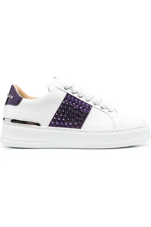 Philipp Plein Crystal-embellished low-top leather sneakers