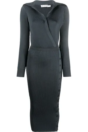 Self-Portrait V-neck ribbed midi dress
