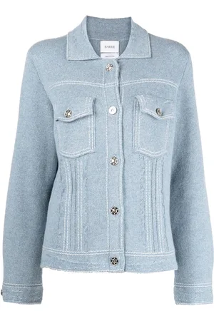 Barrie Contrast-stitching denim-effect jacket