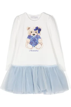 MONNALISA Graphic-print cotton tulle dress