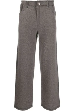 Barrie Contrast-stitching denim-effect trousers