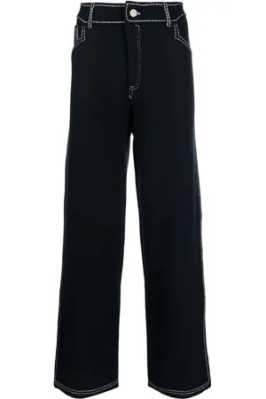 Barrie Contrast-stitching denim-effect trousers