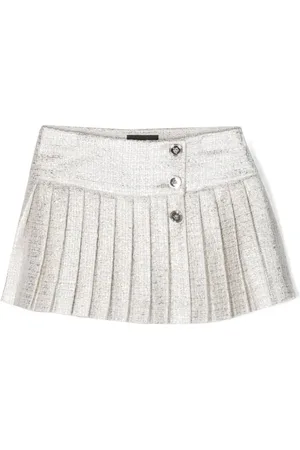 VERSACE Pleated tweed miniskirt