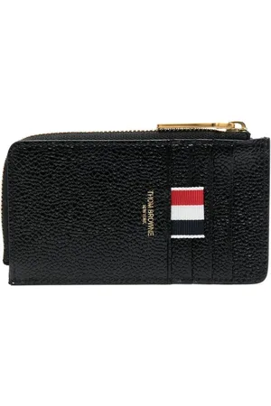 Thom Browne Pebbled-leather half-zip wallet