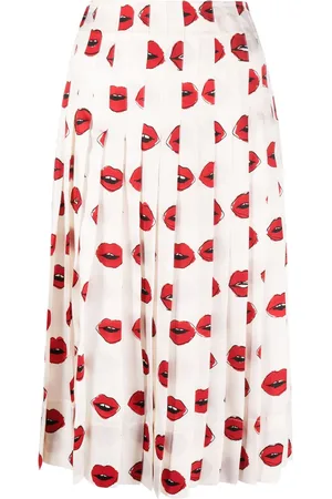 Khaite Tudi lip-print pleated skirt