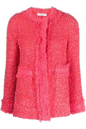 CHARLOTT Round-neck frayed tweed jacket
